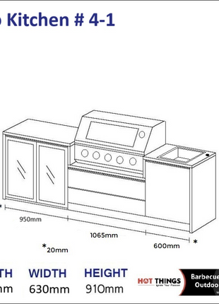 Outdoor Kitchen - Ecco 4, up to 2695mm Hot Things - Barbecues, Heaters, Outdoor Kitchens