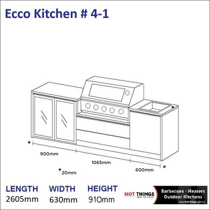 Outdoor Kitchen - Ecco 4, up to 2645mm  Hot Things - Barbecues, Heaters, Outdoor Kitchens   