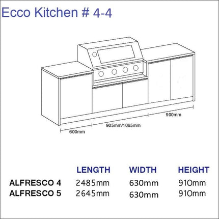 Outdoor Kitchen - Ecco 4, up to 2645mm  Hot Things - Barbecues, Heaters, Outdoor Kitchens   