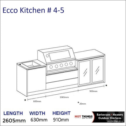 Outdoor Kitchen - Ecco 4, up to 2645mm  Hot Things - Barbecues, Heaters, Outdoor Kitchens   