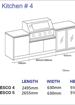 Outdoor Kitchen - Ecco 4, up to 2695mm Hot Things - Barbecues, Heaters, Outdoor Kitchens