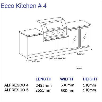Outdoor Kitchen - Ecco 4, up to 2695mm Hot Things - Barbecues, Heaters, Outdoor Kitchens