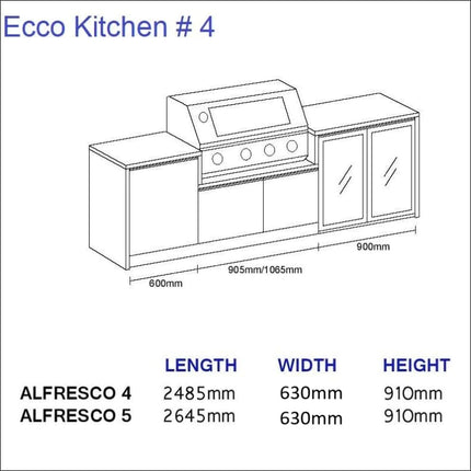 Outdoor Kitchen - Ecco 4, up to 2645mm  Hot Things - Barbecues, Heaters, Outdoor Kitchens   