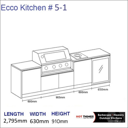 Outdoor Kitchen - Ecco 5, up to 2945mm Hot Things - Barbecues, Heaters, Outdoor Kitchens