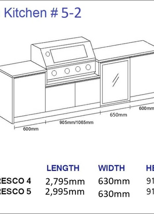 Outdoor Kitchen - Ecco 5, up to 2995mm Hot Things - Barbecues, Heaters, Outdoor Kitchens