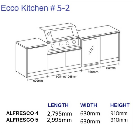 Outdoor Kitchen - Ecco 5, up to 2945mm Hot Things - Barbecues, Heaters, Outdoor Kitchens