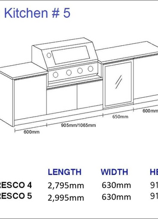 Outdoor Kitchen - Ecco 5, up to 2995mm Hot Things - Barbecues, Heaters, Outdoor Kitchens