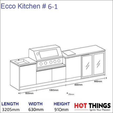 Outdoor Kitchen - Ecco 6, up to 3245mm  Hot Things - Barbecues, Heaters, Outdoor Kitchens   