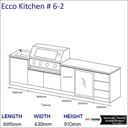 Outdoor Kitchen - Ecco 6, up to 3245mm Hot Things - Barbecues, Heaters, Outdoor Kitchens