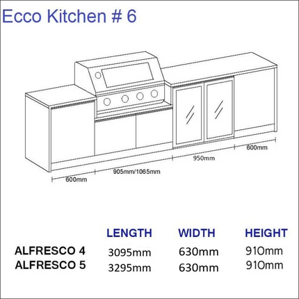 Outdoor Kitchen - Ecco 6, up to 3245mm Hot Things - Barbecues, Heaters, Outdoor Kitchens
