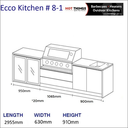 Outdoor Kitchen - Ecco 8, up to 2945mm Hot Things - Barbecues, Heaters, Outdoor Kitchens