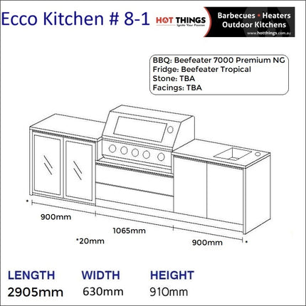 Outdoor Kitchen - Ecco 8, up to 2945mm  Hot Things - Barbecues, Heaters, Outdoor Kitchens   