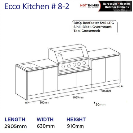 Outdoor Kitchen - Ecco 8, up to 2945mm  Hot Things - Barbecues, Heaters, Outdoor Kitchens   