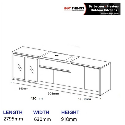 Outdoor Kitchen - Ecco 8, up to 2945mm Hot Things - Barbecues, Heaters, Outdoor Kitchens