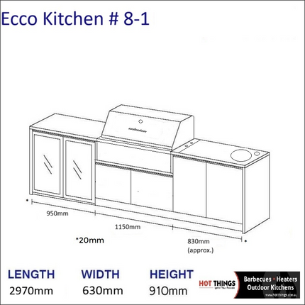Outdoor Kitchen - Ecco 8, up to 2945mm Hot Things - Barbecues, Heaters, Outdoor Kitchens