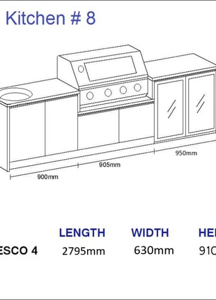 Outdoor Kitchen - Ecco 8, up to 2995mm Hot Things - Barbecues, Heaters, Outdoor Kitchens
