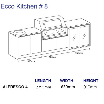 Outdoor Kitchen - Ecco 8, up to 2945mm Hot Things - Barbecues, Heaters, Outdoor Kitchens