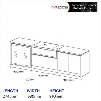 Outdoor Kitchen - Ecco 8, up to 2945mm  Hot Things - Barbecues, Heaters, Outdoor Kitchens   