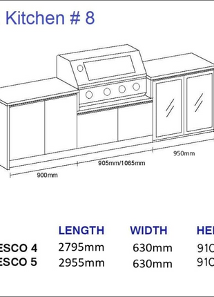 Outdoor Kitchen - Ecco 8, up to 2995mm Hot Things - Barbecues, Heaters, Outdoor Kitchens