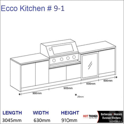 Outdoor Kitchen - Ecco 9, up to 3245mm  Hot Things - Barbecues, Heaters, Outdoor Kitchens Barbecues and Heaters   