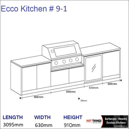 Outdoor Kitchen - Ecco 9, up to 3295mm Hot Things - Barbecues, Heaters, Outdoor Kitchens Barbecues and Heaters