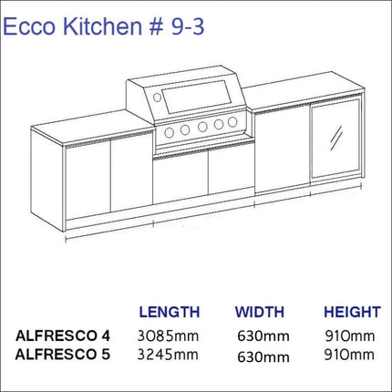 Outdoor Kitchen - Ecco 9, up to 3245mm  Hot Things - Barbecues, Heaters, Outdoor Kitchens Barbecues and Heaters   