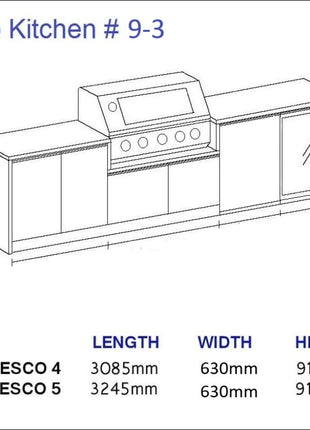 Outdoor Kitchen - Ecco 9, up to 3295mm Hot Things - Barbecues, Heaters, Outdoor Kitchens Barbecues and Heaters