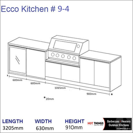 Outdoor Kitchen - Ecco 9, up to 3245mm  Hot Things - Barbecues, Heaters, Outdoor Kitchens Barbecues and Heaters   