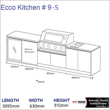 Outdoor Kitchen - Ecco 9, up to 3295mm Hot Things - Barbecues, Heaters, Outdoor Kitchens Barbecues and Heaters