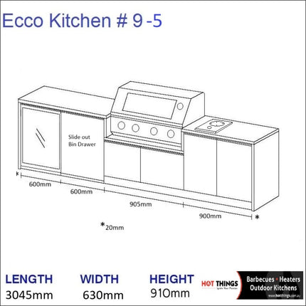 Outdoor Kitchen - Ecco 9, up to 3245mm  Hot Things - Barbecues, Heaters, Outdoor Kitchens Barbecues and Heaters   