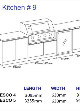 Outdoor Kitchen - Ecco 9, up to 3295mm Hot Things - Barbecues, Heaters, Outdoor Kitchens Barbecues and Heaters