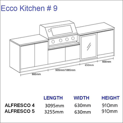 Outdoor Kitchen - Ecco 9, up to 3295mm Hot Things - Barbecues, Heaters, Outdoor Kitchens Barbecues and Heaters