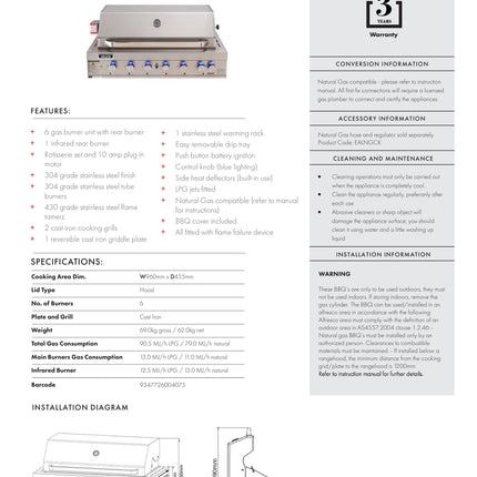 Euro | 6 Burner Built-In BBQ + Hood Backyard Kitchens Euro