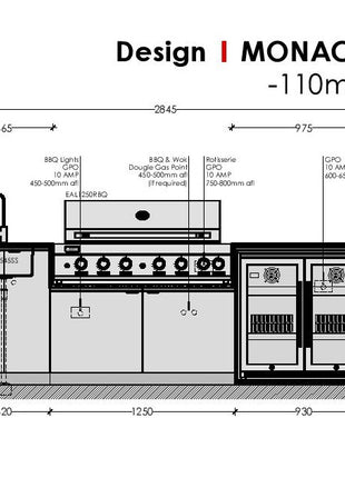Euro Outdoor Kitchen MONACO - 2.84 Metres Backyard Kitchens Euro