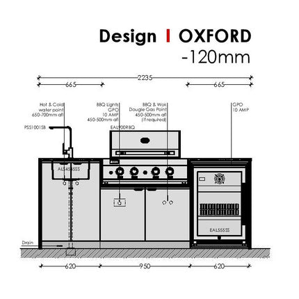 Euro Outdoor Kitchen OXFORD | 2.23 Metres Backyard Kitchens Euro