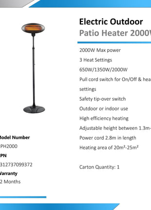 Heller 2000W Electric Outdoor Patio Heater Electric Heater Heller   