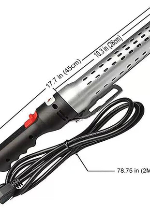 Electric Charcoal Starter with measurements on a white background