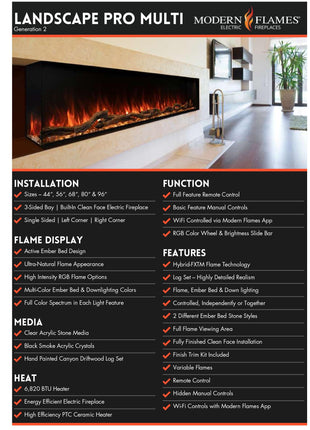 Modern Flames Landscape Pro Multi Electric Fireplace Electric Heater Modern Flames