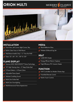 Modern Flames Orion Multi Electric Fireplace Electric Heater Modern Flames