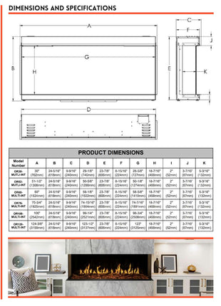 Modern Flames Orion Multi Electric Fireplace Electric Heater Modern Flames