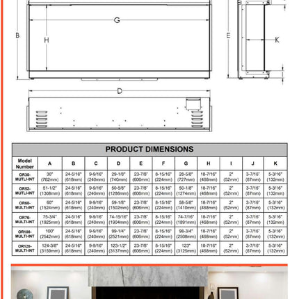 Modern Flames Orion Multi Electric Fireplace Electric Heater Modern Flames