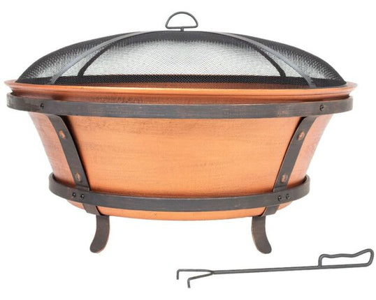Brushed Copper Cast Iron Fire Pit Fire Pit Hot Things - Barbecues, Heaters, Outdoor Kitchens   