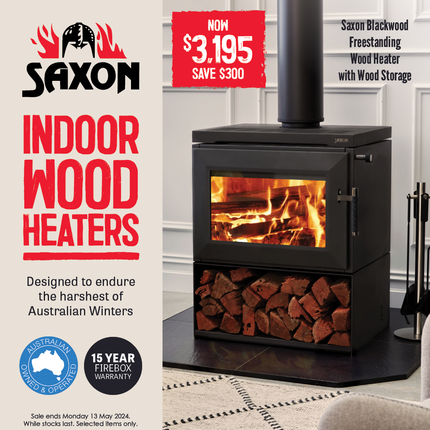 Saxon Blackwood with Wood Storage Freestanding Wood Heater Wood Heater Saxon   