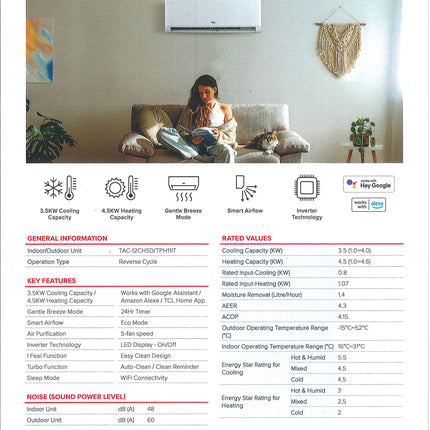 TCL 3.5KW Reverse Cycle Air Conditioner, TAC-12CHSD/TPG11IT  TCL   