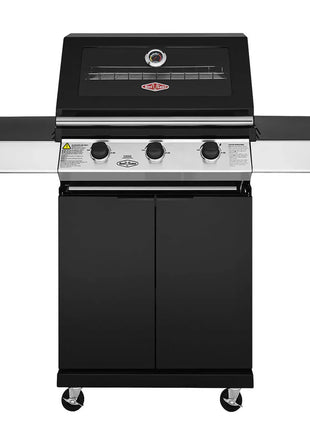 Beefeater 1200 Series Black Enamel 3 Burner BBQ with Trolley Gas Barbecues BeefEater Barbecues