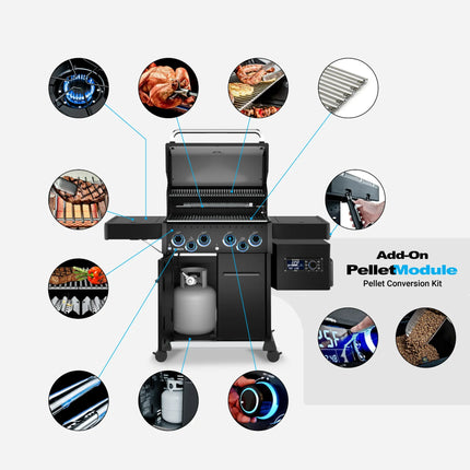 Broil King Baron 590 IRX Shadow + PelletCore 500 Gas & Pellet BBQ Bundle BBQ Smokers and Pellet Grills Broil King