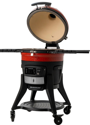 Kamado Joe Konnected Joe 46 cm BBQ with lid open showing cooking grates