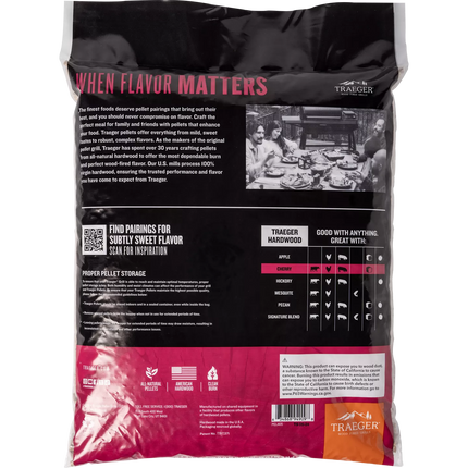 Traeger Cherry Hardwood Pellets Barbecue Fuel Traeger