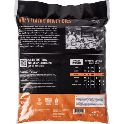 Traeger Hickory Hardwood Pellets Barbecue Fuel Traeger