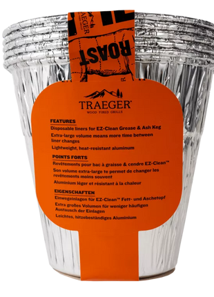 TRAEGER EZ-CLEAN GREASE & ASH KEG LINER 5 PACK Accessories for Barbeques Traeger